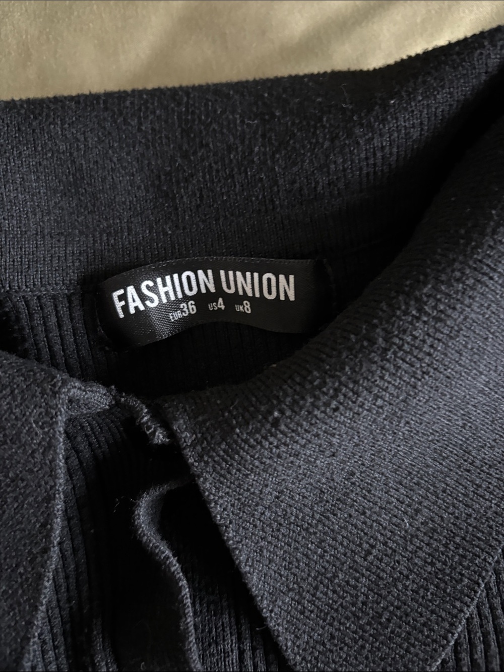 Fashion Union Black Ribbed Button-Front Collared Top - Picture 2 of 4
